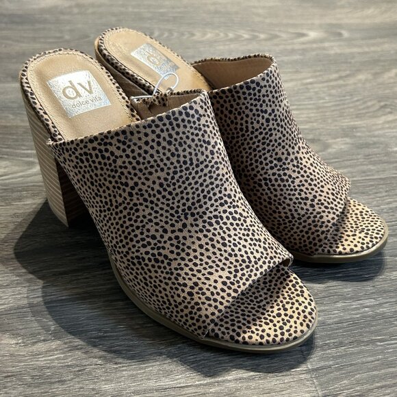 Dolce Vita Berret Mules Size 8.5 Leopard Print Open Toe Block Chunky Heels - Picture 10 of 11